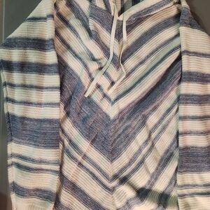 Chaps Blue and White Striped Woman's Sweater Med